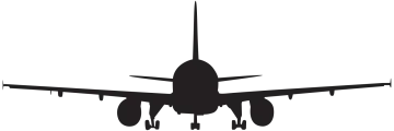 a black and white silhouette of an airplane