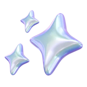 three shiny stars on a white background