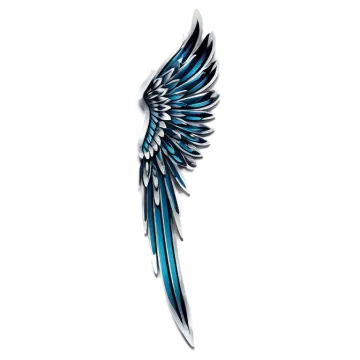 a blue and white wing tattoo design