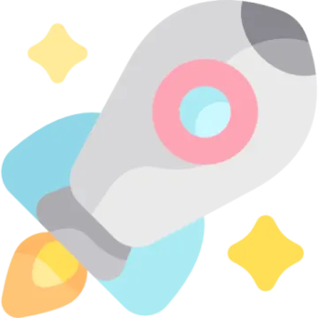 a rocket with stars around it