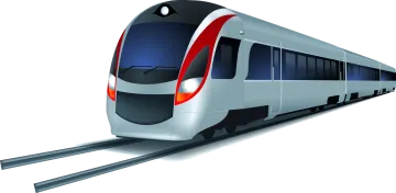 a white and red train on the tracks