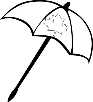a black and white drawing of an umbrella