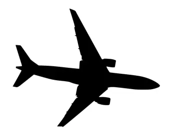 a black and white silhouette of an airplane