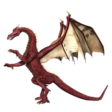 a red dragon flying through the air