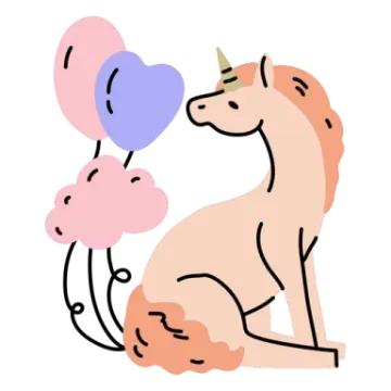 an illustration of a dog with balloons