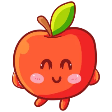 a red apple with a green leaf on top