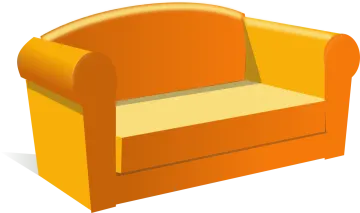 an orange chair on a white background