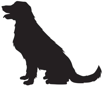 a black and white silhouette of a dog