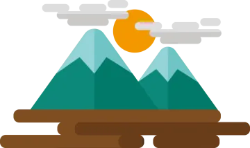a mountain with a sun in the sky