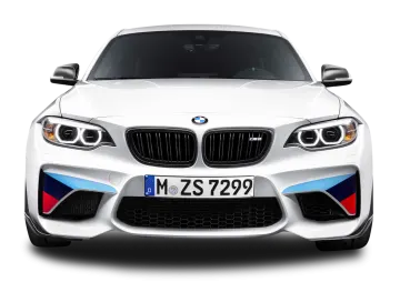 the front of a white bmw m240