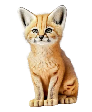 an image of a baby fox sitting down