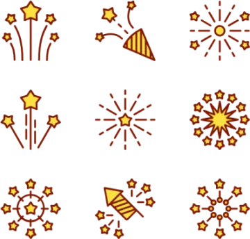 a set of fireworks icons