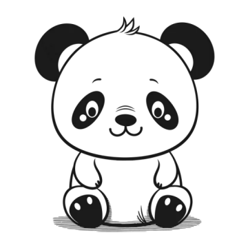 a black and white panda bear sitting down