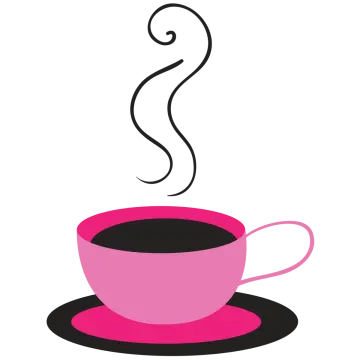 a pink cup and saucer on a white background