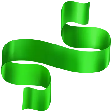 a green ribbon on a white background