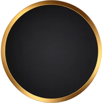 a black and gold circle with a white background