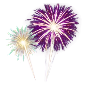 a pair of purple and green fireworks sticks