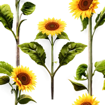 a bunch of sunflowers on a white background