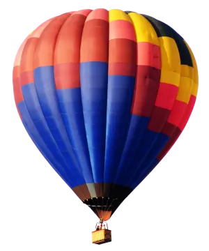a multi colored hot air balloon