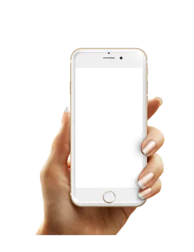 a hand holding an iphone with a blank screen