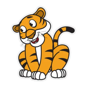 a cartoon tiger sitting on the ground