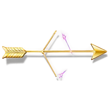 a gold arrow with an arrow in the middle