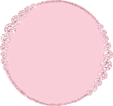 a pink circle with hearts on it