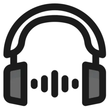 a black and white headphones icon