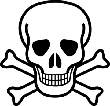 a skull and crossbone on a white background