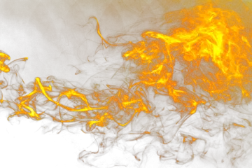 a bunch of orange and yellow smoke