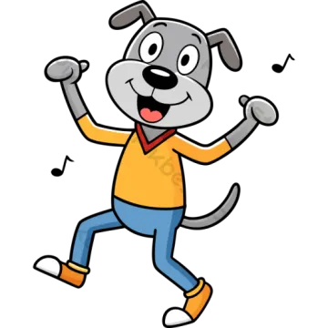 a cartoon dog running with his tongue out