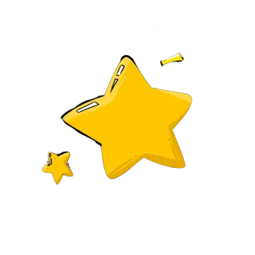 a yellow star and a small gold star