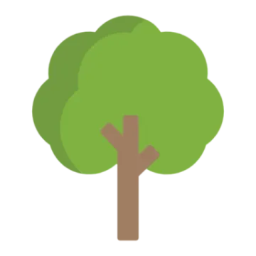 a green tree with a brown trunk