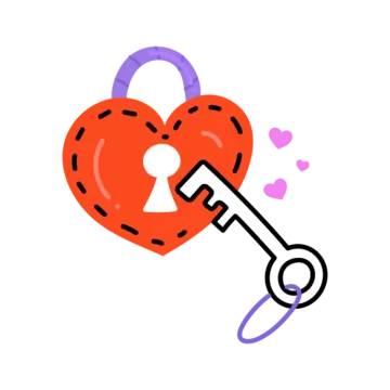 a heart lock with a key in the middle