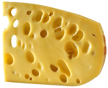 a piece of cheese on a white background
