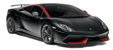 a black lamb car with red accents