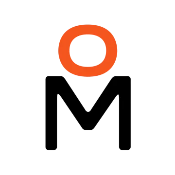 a black and orange m logo on a white background