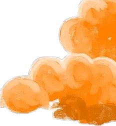 an orange cloud with a white background