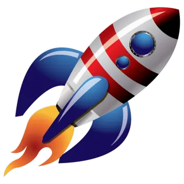 an illustration of a rocket with a flag on it