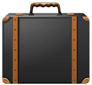 a black suitcase on white background vector