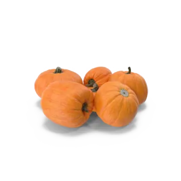 three small pumpkins on a white background