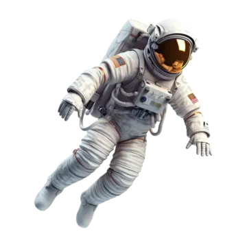 an astronaut is flying through the air