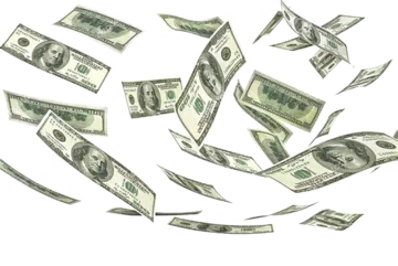a pile of money falling from the sky