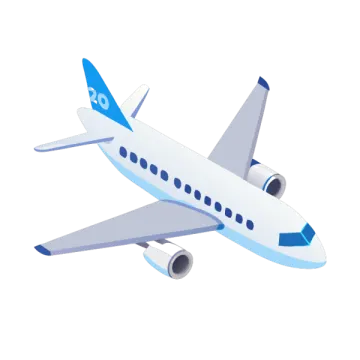 a white and blue airplane flying in the sky