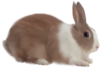 a brown and white rabbit on a white background
