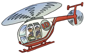 a helicopter with a man inside it