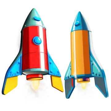two colorful rockets on a white background