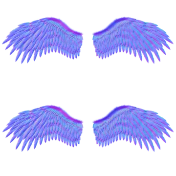 three blue wings on a white background