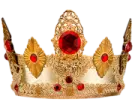 a gold crown with red stones on it