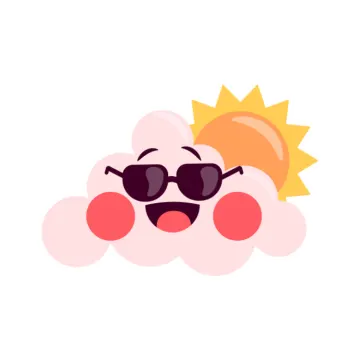 a cloud with sunglasses and sun on it